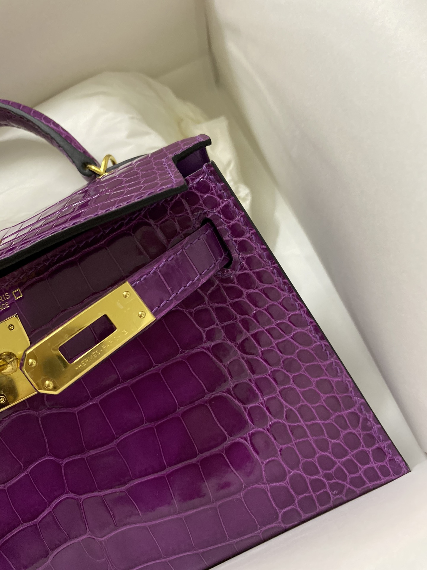 Hermes Kelly Mini II Bag 19CM In Anemone Shiny Alligator Leather